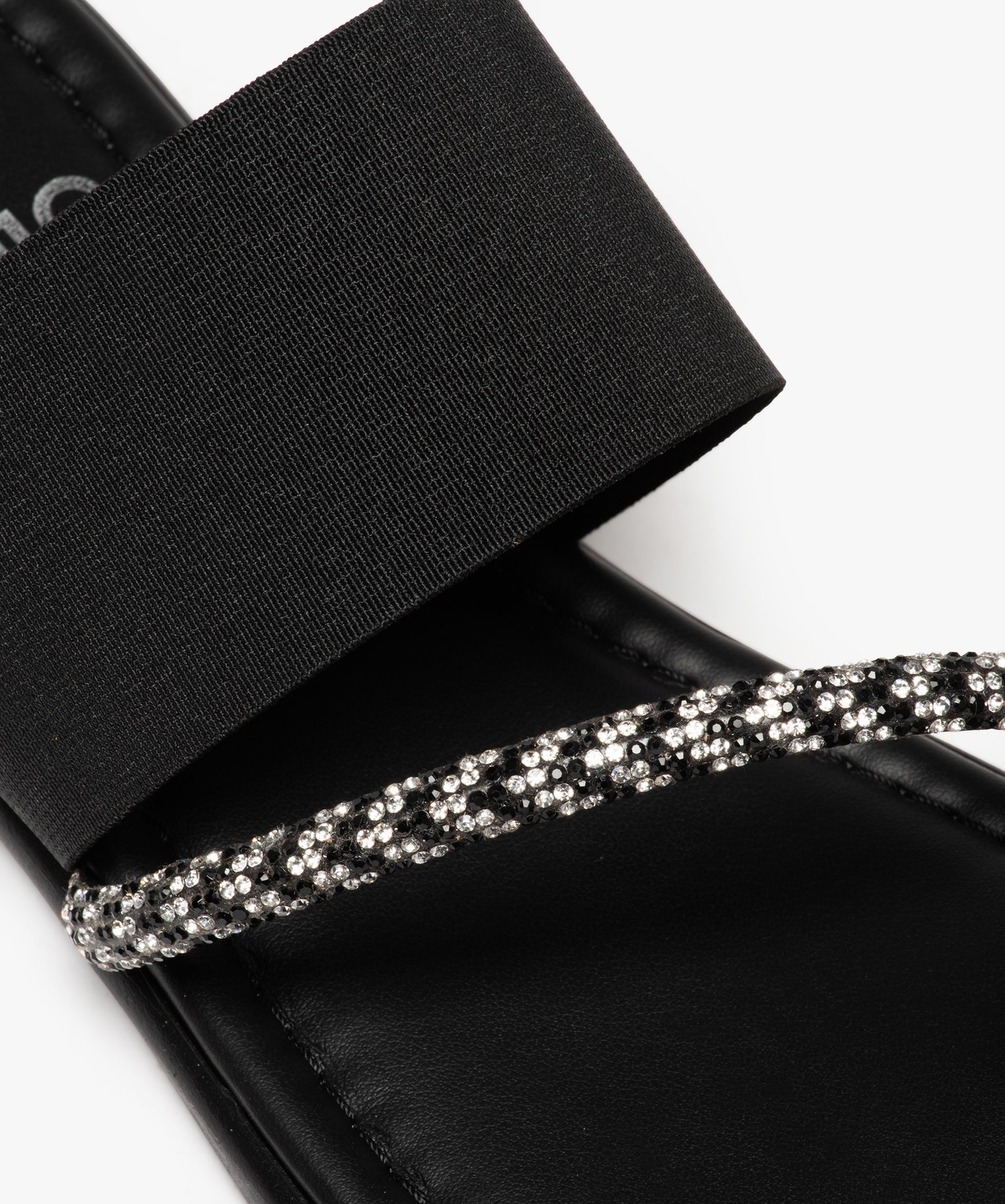 Mules femme avec bride à strass et bride élastique noir | GEMO