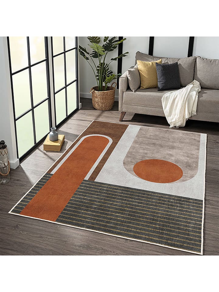 CARPET DIEM Kurzflor-Teppich in Hellbraun/ Grau/ Schwarz günstig kaufen