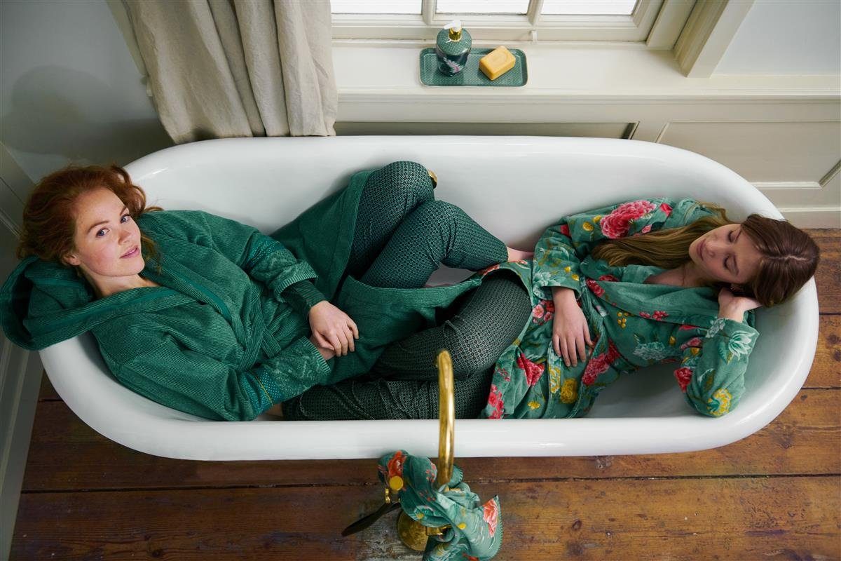 PiP Studio Bademantel Good Evening Bathrobe Green Xs Grün 100% Cotton, terry velour, 38, Bademantel Damen und Herren Morgenmantel Frottee