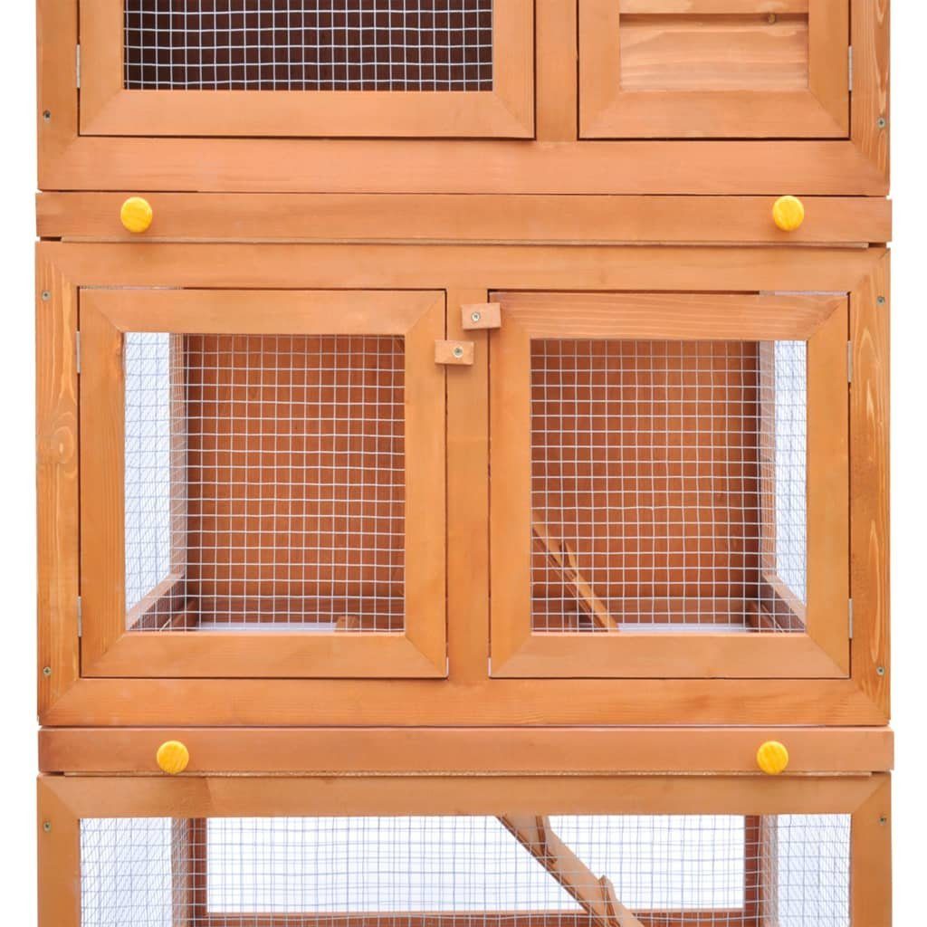 vidaXL Kleintierkäfig Kaninchenstall Kleintierhaus Hasenstall 3 Ebenen Holz