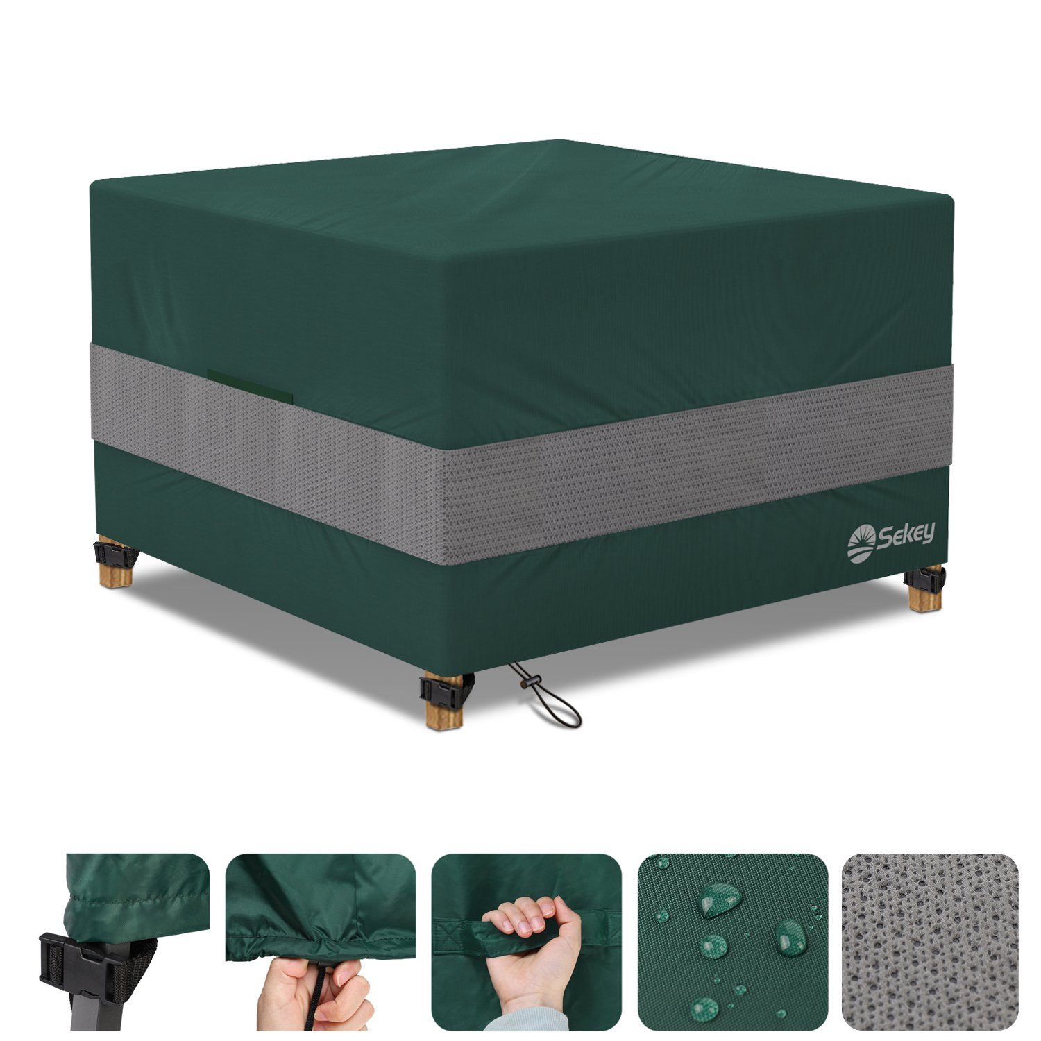 Sekey Gartenmöbel-Schutzhülle Abdeckung für Gartentisch Rattan Quadratisch Abdeckhaube Gartenmöbel