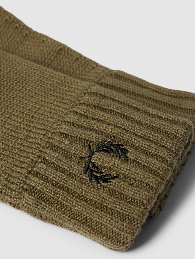 Touchscreen-Handschuhe mit Label-Stitching Modell 'Laurel Wreath' in olivgrün