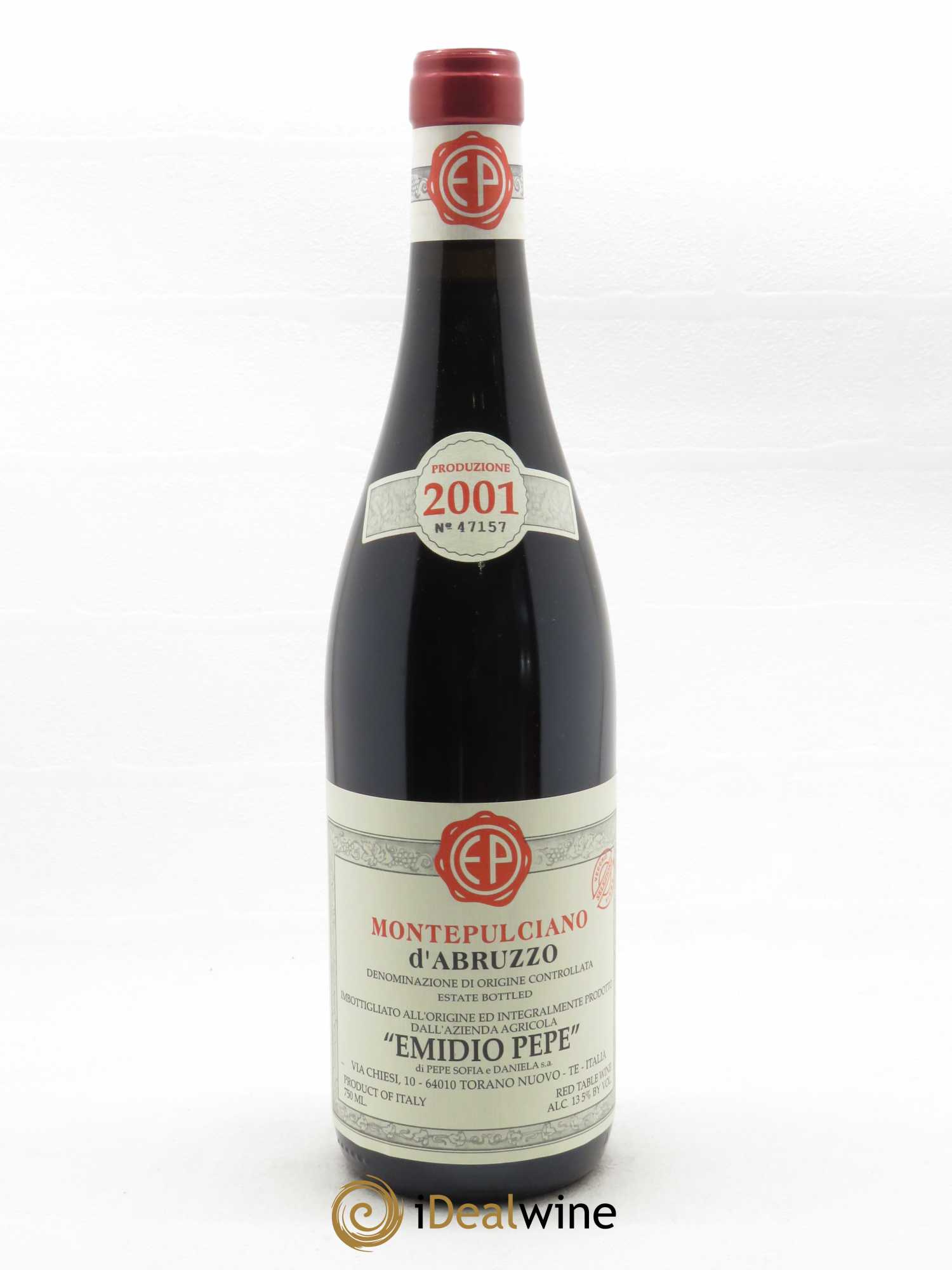 Montepulciano d'Abruzzo DOC Vieilles vignes Emidio Pepe  2001 - Lot de 1 Bouteille