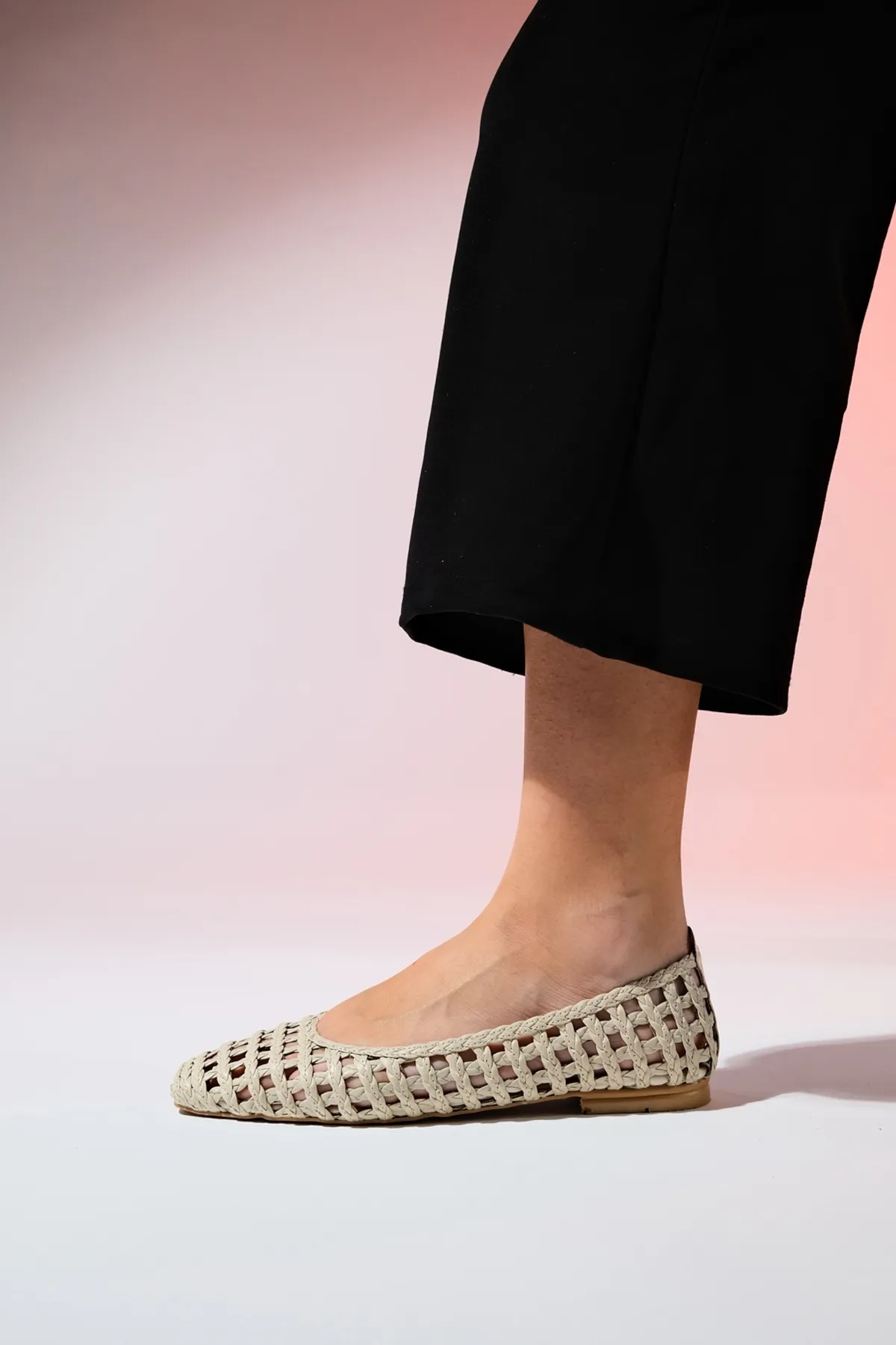 LuviShoes  ARCOLA Beige gestrickte gemusterte Damen-Ballettschuhe