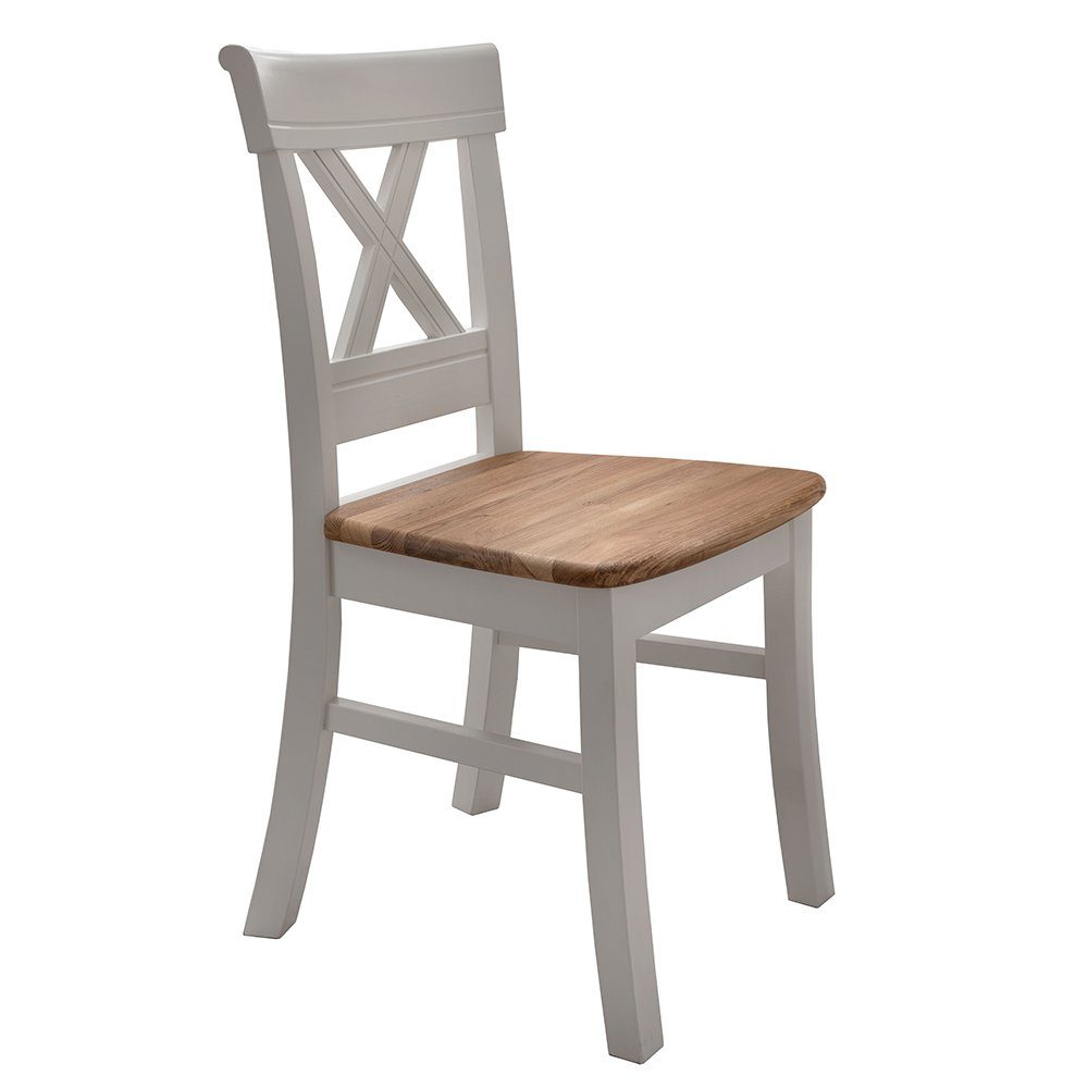 Lomadox Esszimmer-Set ESBJERG-69, (Spar-Set, 5-St), Kiefer weiß lackiert mit Eiche geölt, Landhausstil, inkl. Beleuchtung