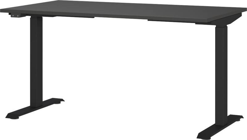 GERMANIA Sitz-Stehschreibtisch Mailand Metall, Spanplatte Schwarz T-Fuß 1.400 x 800 x 1.200 mm