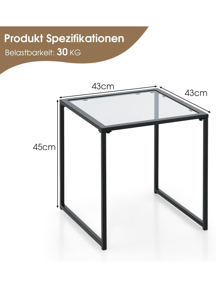 COSTWAY Gartentisch 43x43x45cm in Transparent günstig kaufen onesize