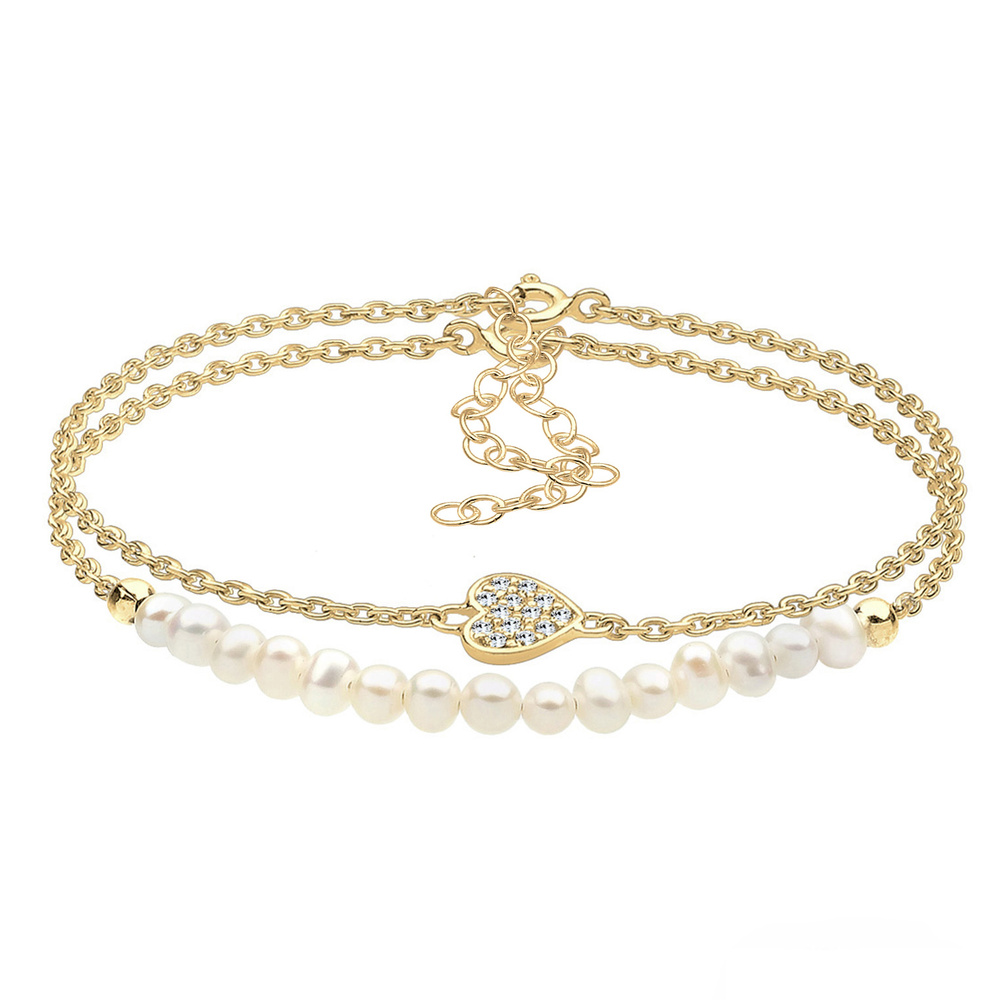 Elli Elli Bracelet Femme Pendentif en Forme de Coeur avec Cristaux en Argent Sterling  Bracelet