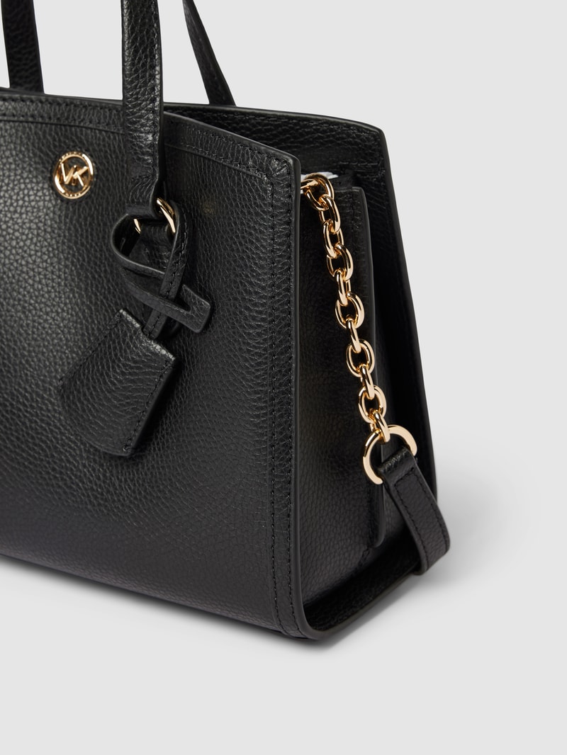 Handtasche mit Label-Applikation Modell 'CHANTAL' in schwarz