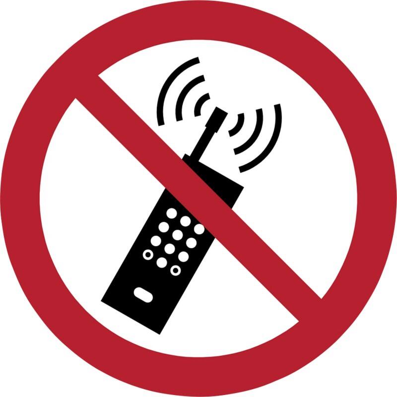 Djois Warnschild Eingeschaltete Mobiltelefone verboten Klebstoff, einschraubbar PP (Polypropylen) 30 (B) x 0,14 (H) cm 3 Stück