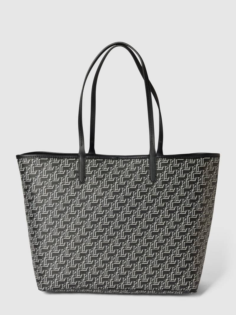 Tote Bag mit Allover-Logo Modell 'COLLINS' in schwarz
