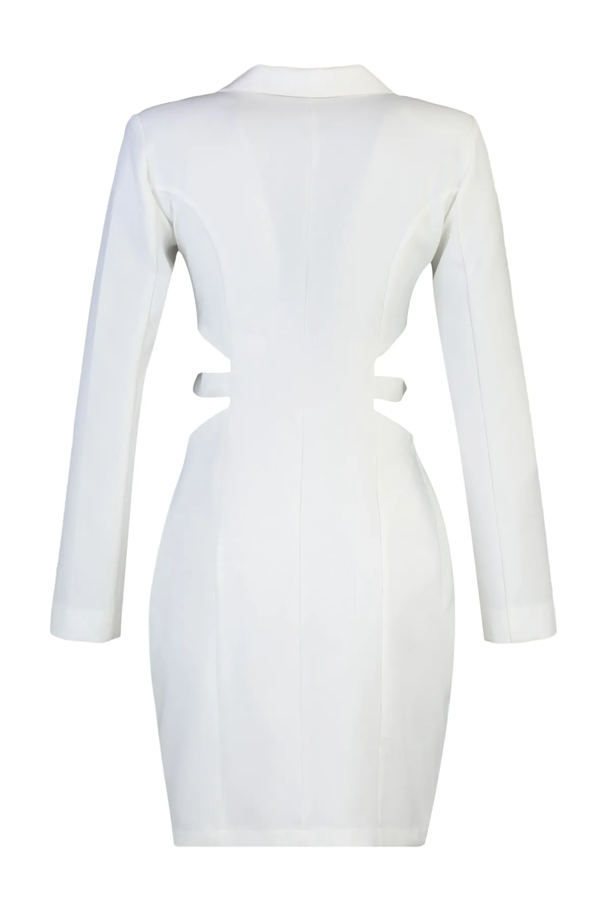 Trendyol Collection  Limitierte Auflage, ecrufarbenes, gewebtes Mini-Jacke mit Ausschnitt und detailliertem gewebtem Kleid TWOAW23EL00910