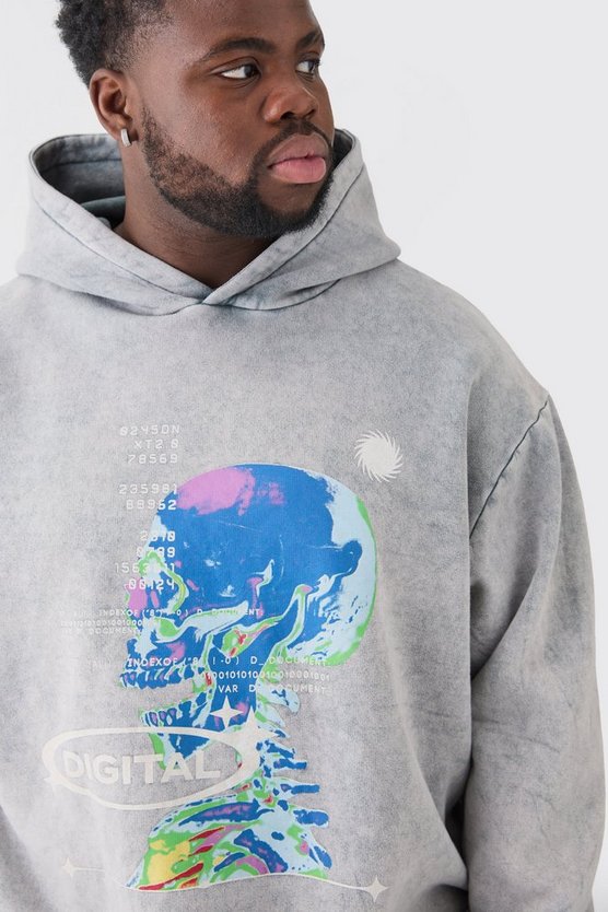 Plus Oversize Hoodie mit Print