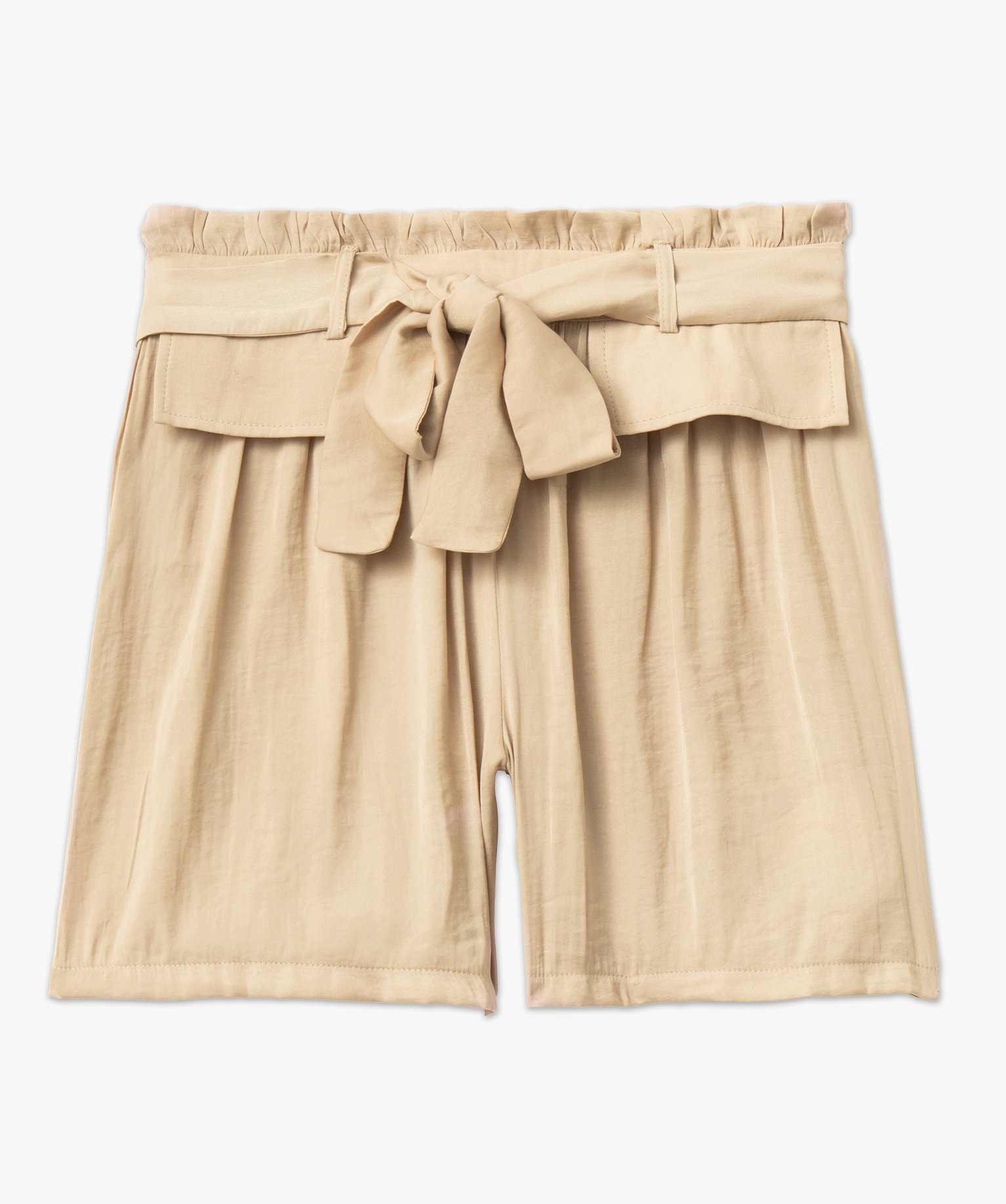 Short fluide avec taille élastique et ceinture à nouer femme beige | GEMO