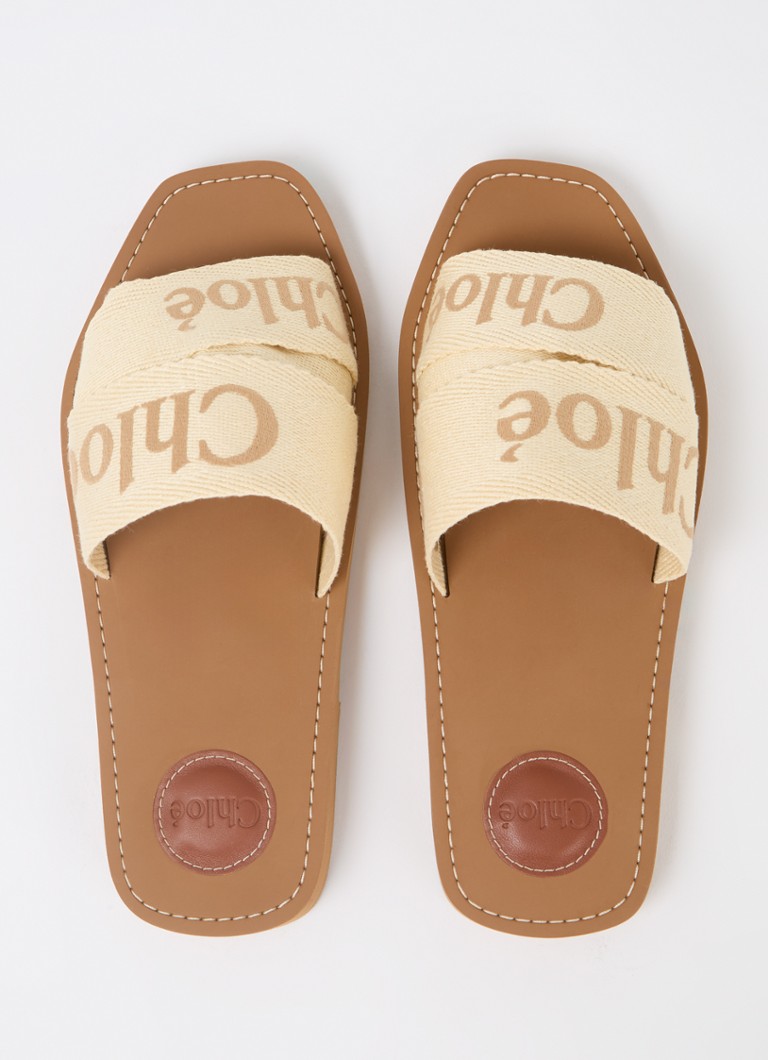 Pantofole in lino Chloé Woody con logo