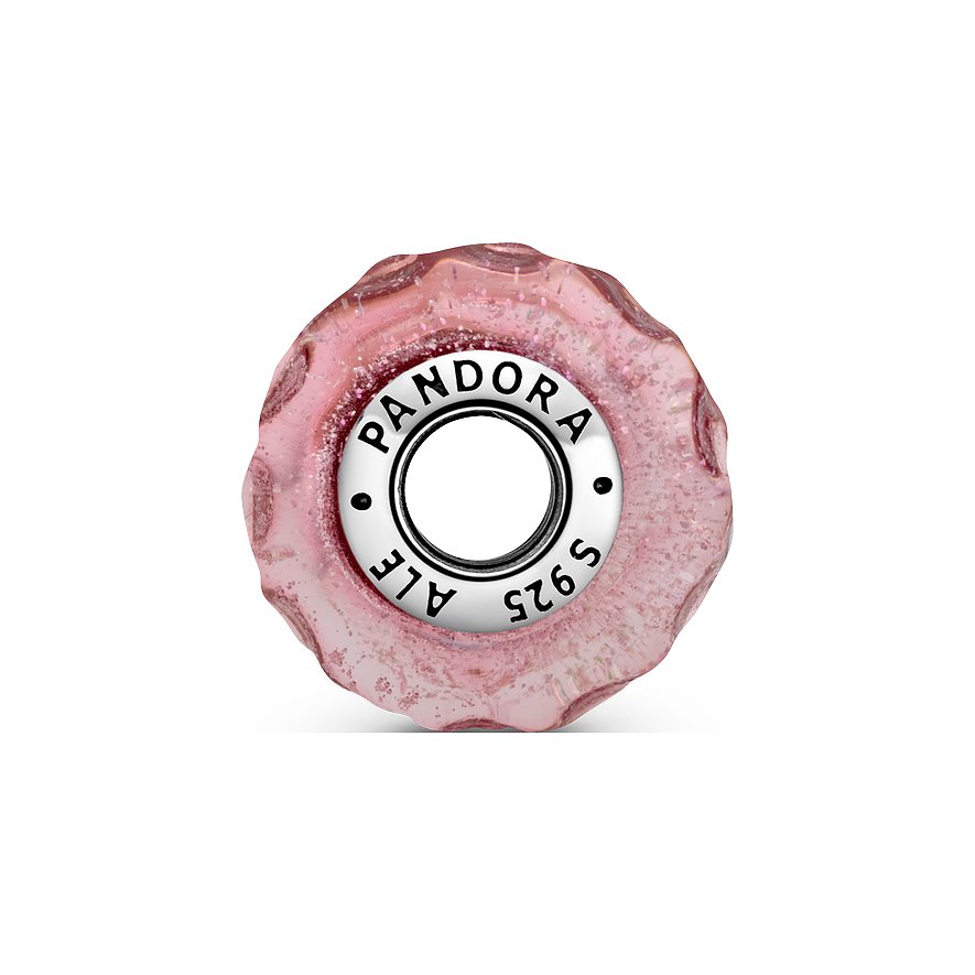 Pandora Charm Moments Wellenförmiges lachsfarbenes Murano-Glas