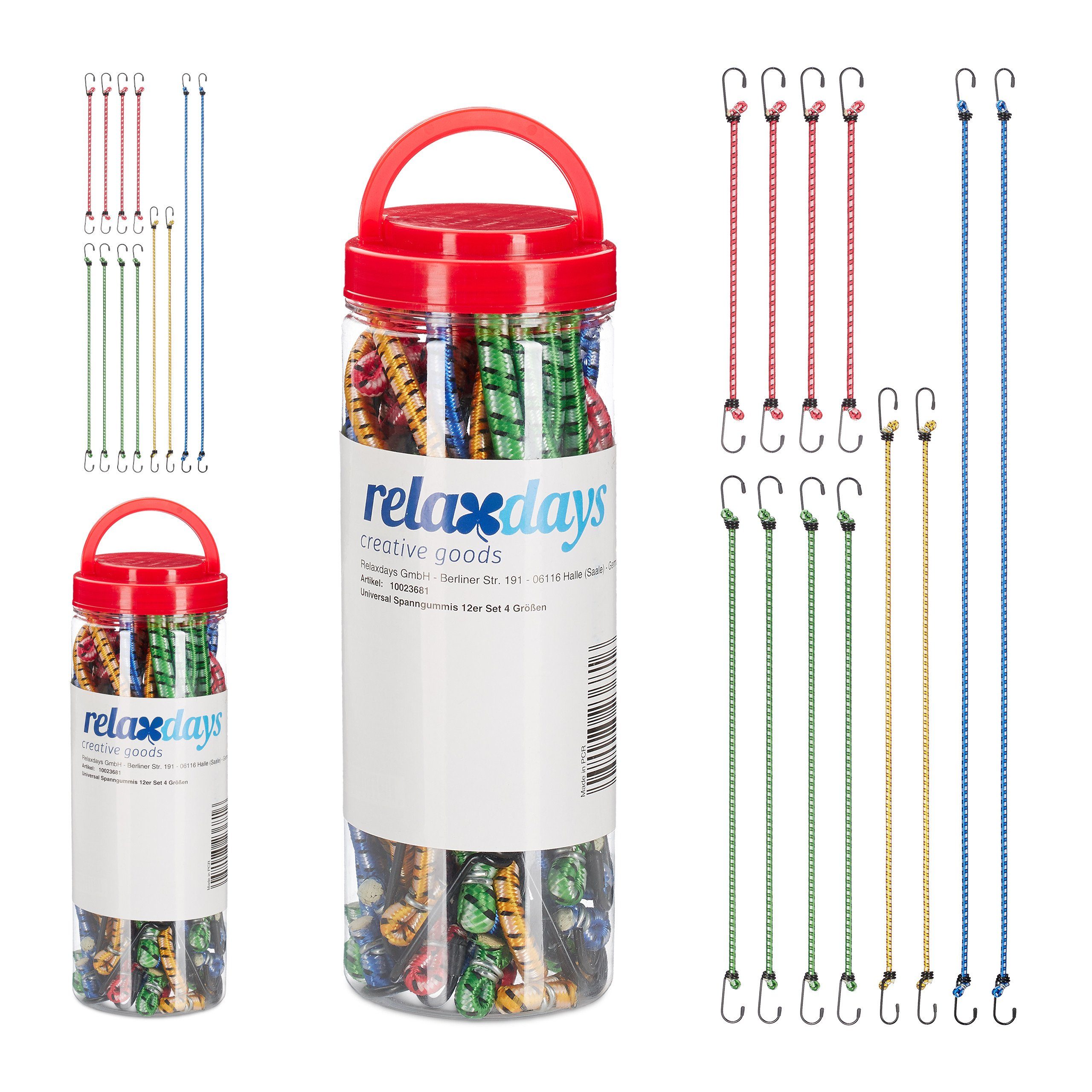 relaxdays Spanngurt Spanngummi 24er Set 4 Größen