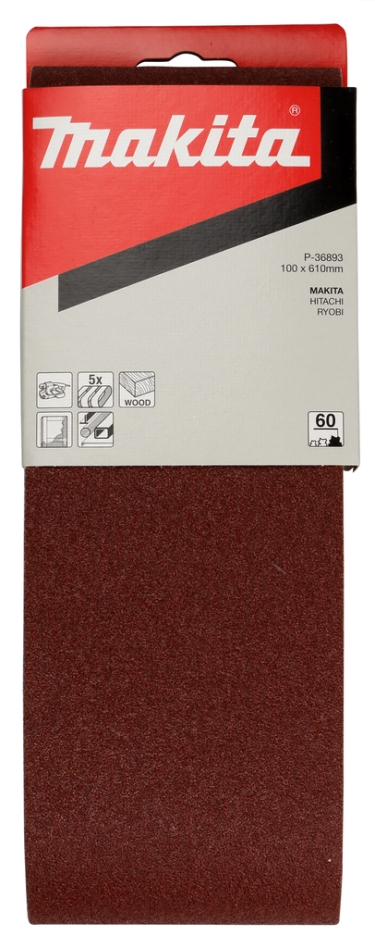 Accessori Makita P-36893 Nastro abrasivo 610 x 100 mm K60 5 pezzi.