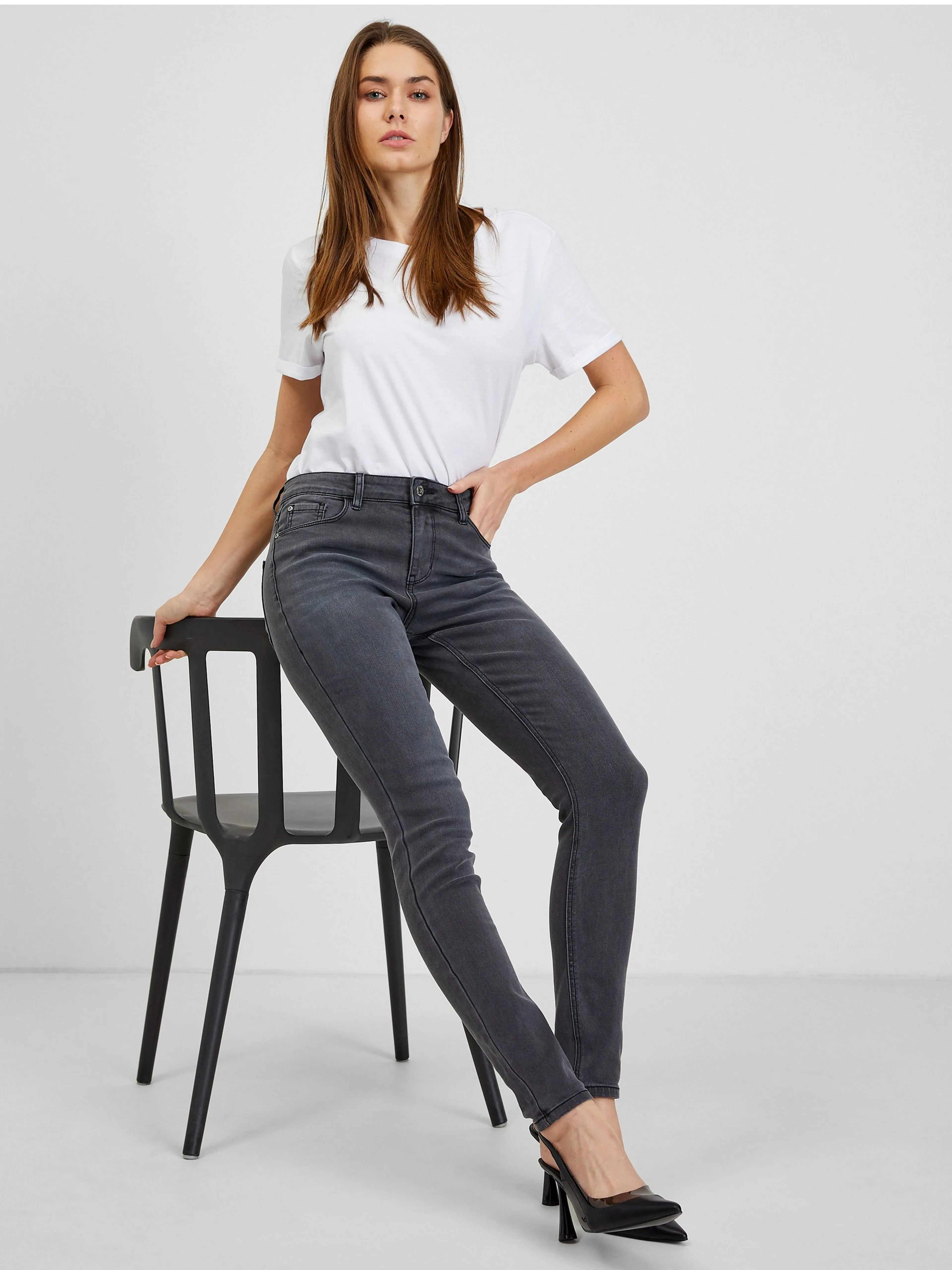 Graue Damenjeans mit Skinny Fit ORSAY