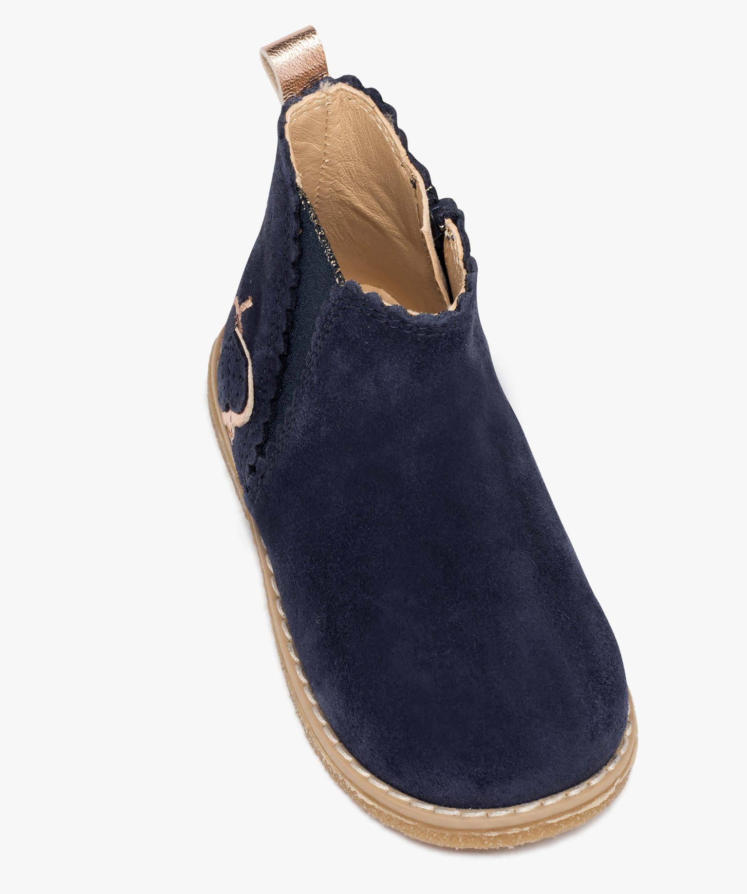 Chaussures en cuir velours avec détails cuivrés bébé fil... marine | GEMO