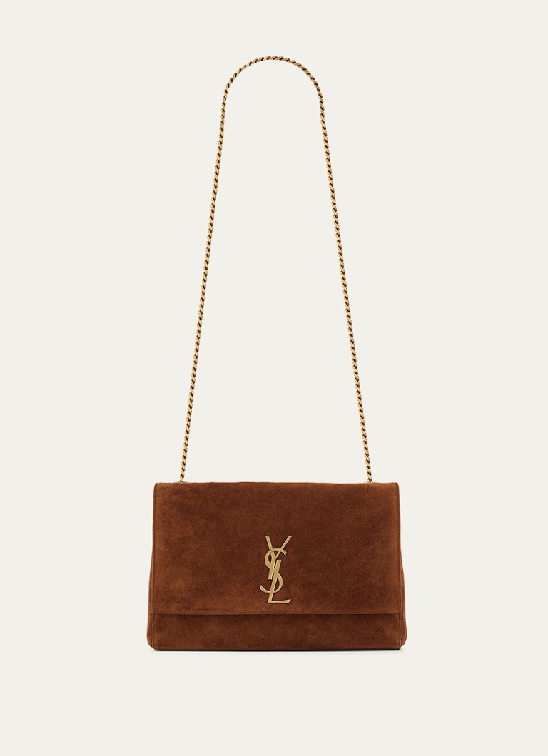 Saint Laurent Kate Medium - Käännettävä vasikannahkainen olkalaukku krokotiilikuvioinnilla