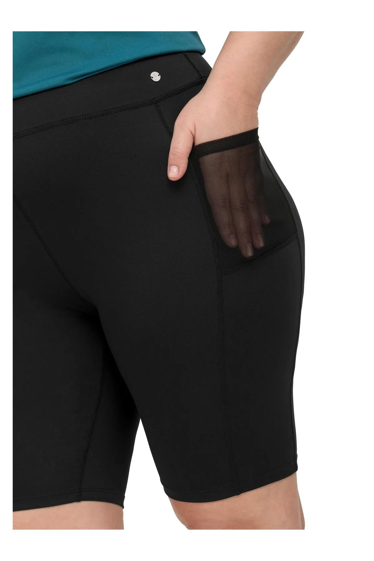 Sheego  Kurze Sporthose - Schwarz - Mittlerer Bund
