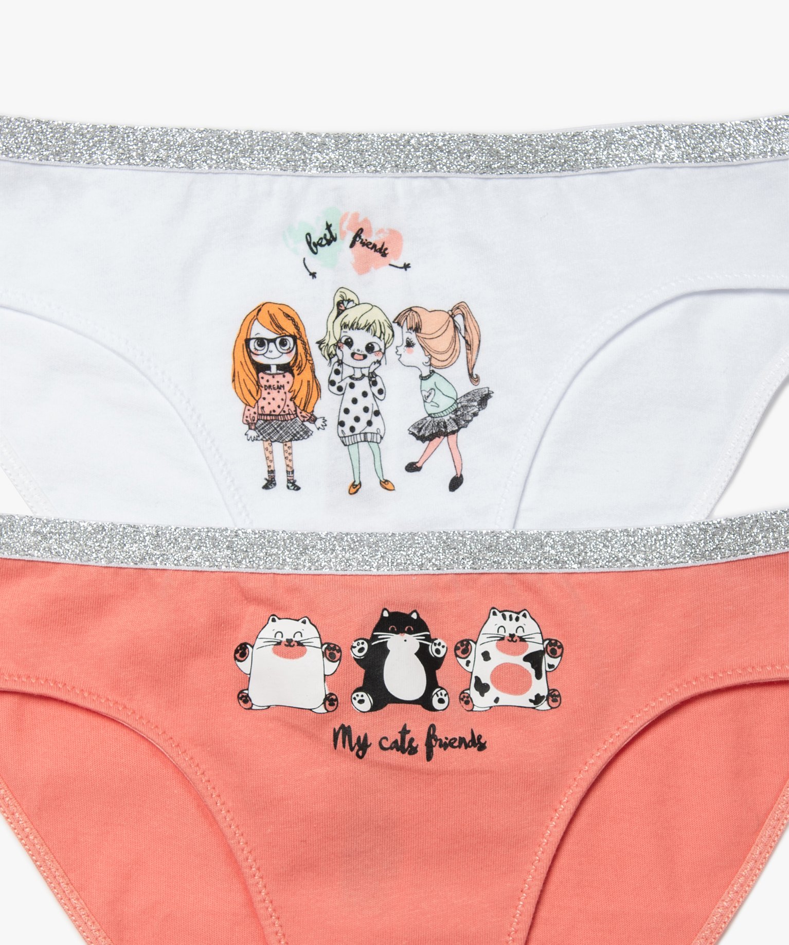 Culottes fille à motifs et ceinture pailletée (lot de 3) multicolore | GEMO
