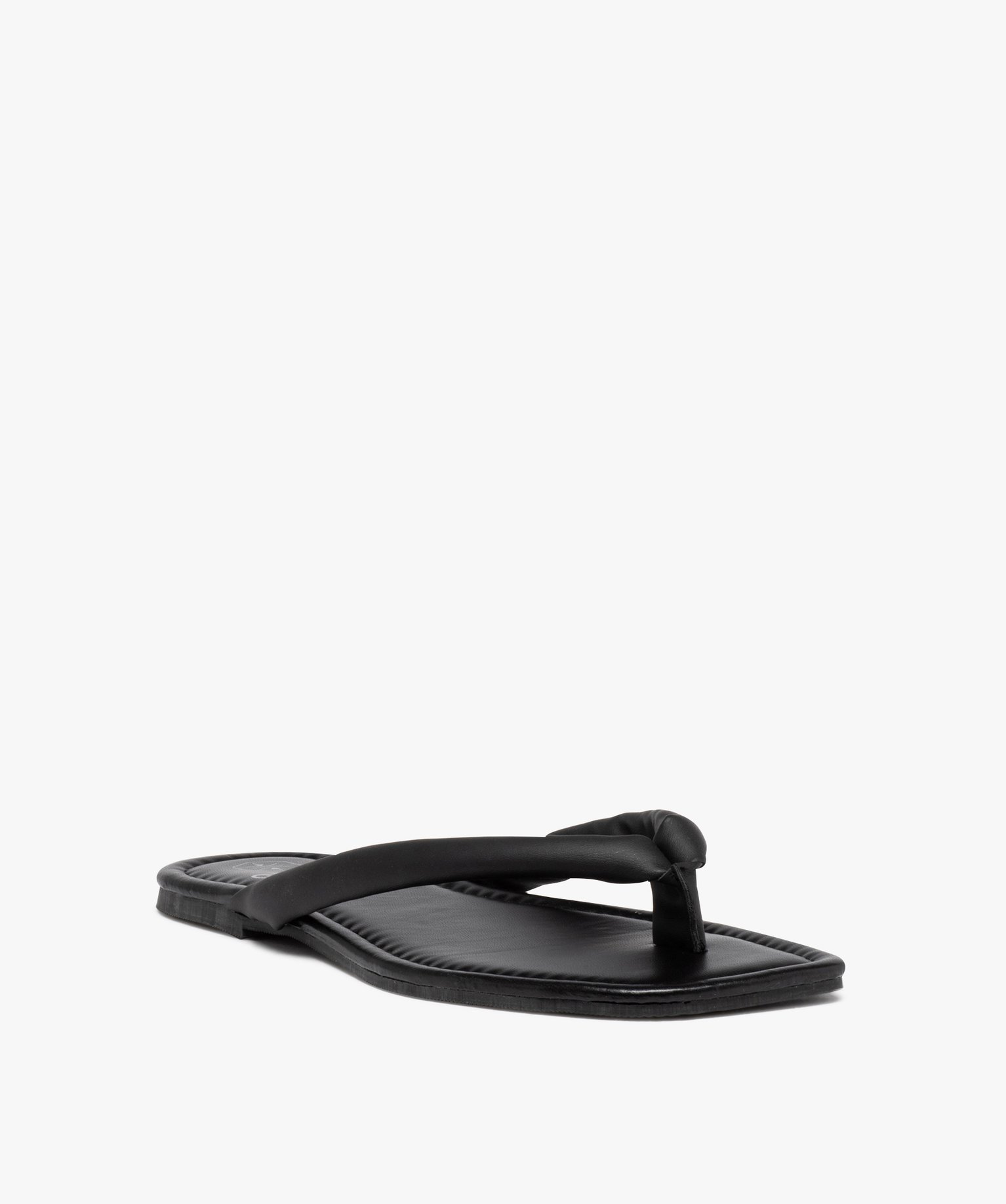 Sandales femme à entre-doigts uni matelassé noir | GEMO