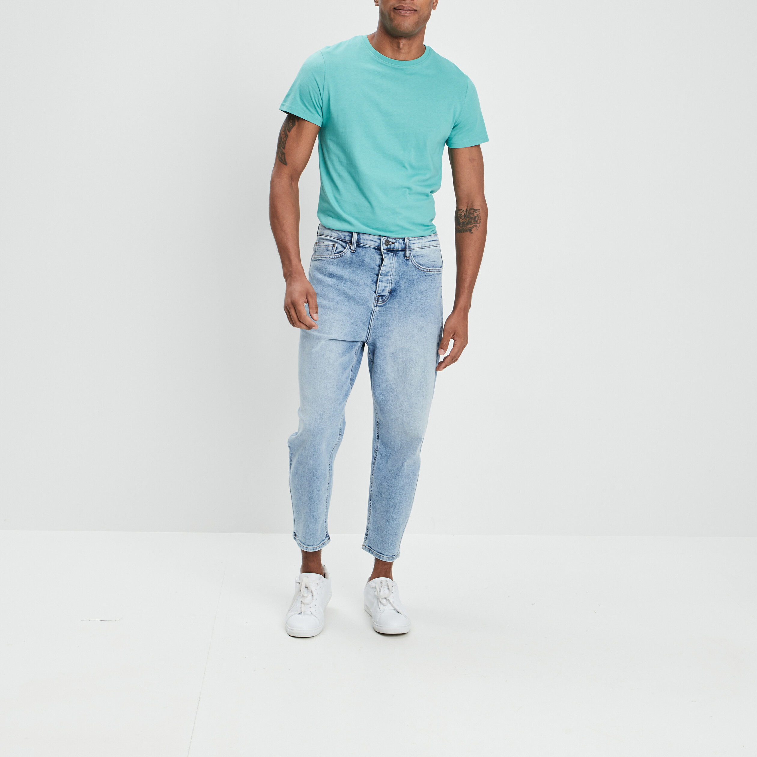 T-shirt en coton manches courtes vert turquoise homme | La Halle