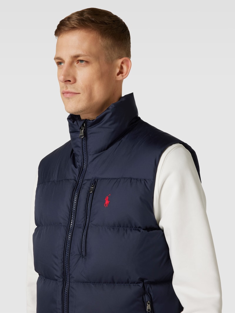 Steppweste mit Label-Stitching Modell 'EL CAP' in dunkelblau