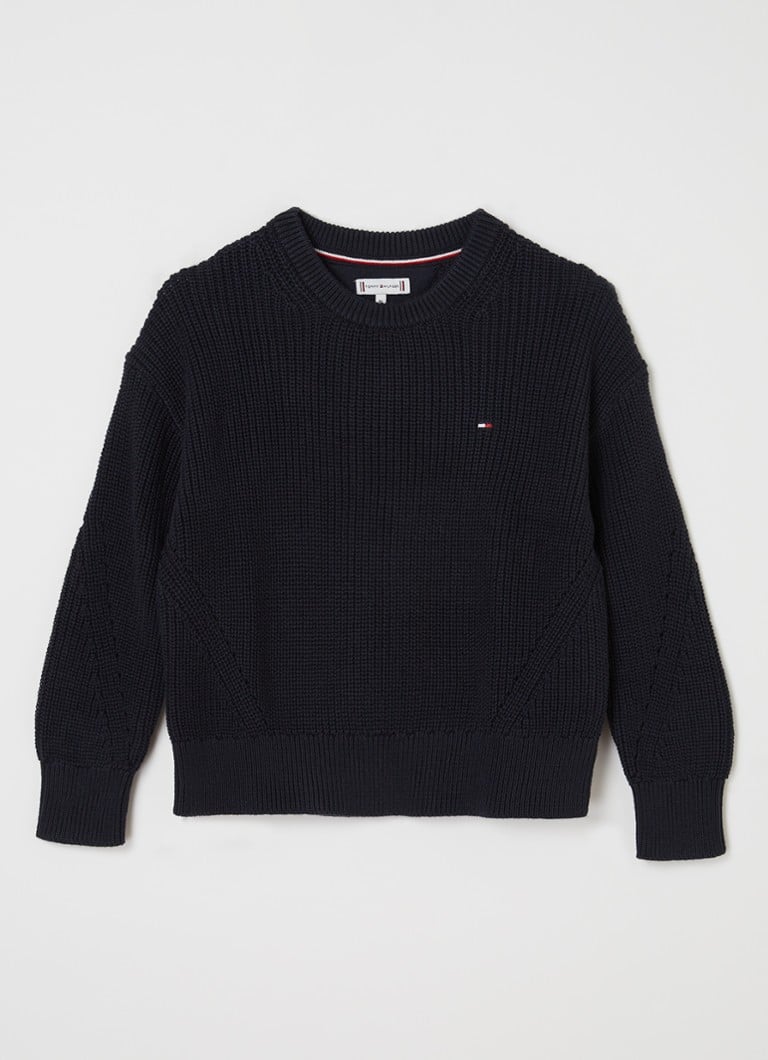 Tommy Hilfiger Essential fino pleteni džemper s vezom logotipa