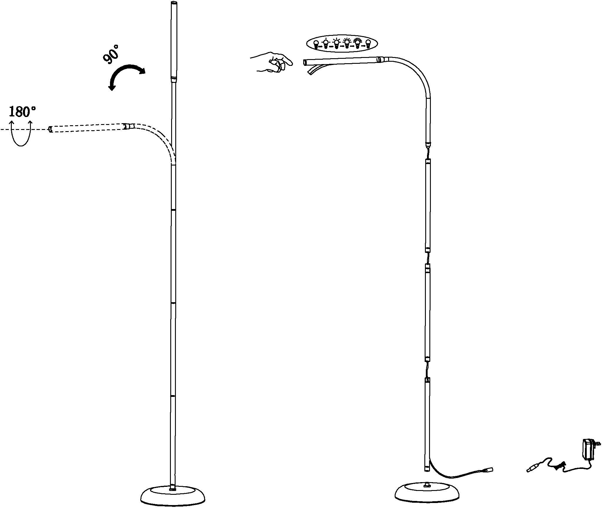 EGLO Stehlampe LAROA, Bluetooth, Dimmfunktion, Farbwechsel, Smart Home, LED fest integriert, Neutralweiß, Standlampe, Touch, dimmbar, Stehleuchte, Standleuchte, LED Bürolampe