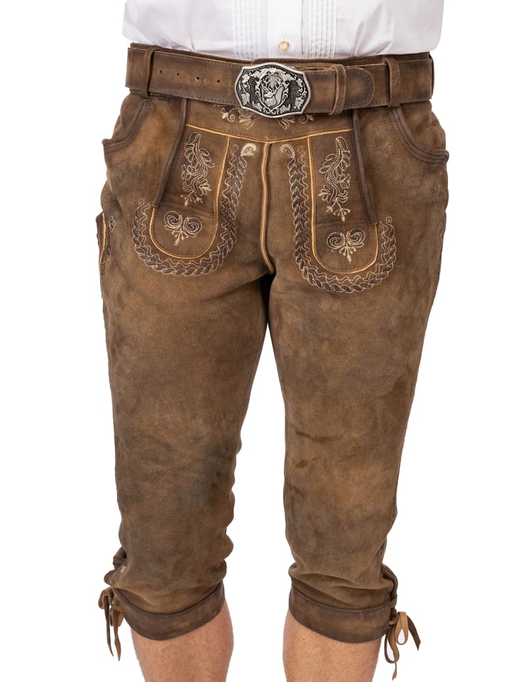 Gwandler Lederhose MICHELBACH-gespeckt in dunkelbraun günstig kaufen