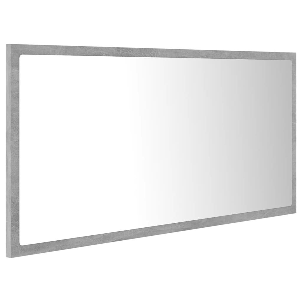 vidaXL Badezimmerspiegelschrank LED-Badspiegel Betongrau 90x8,5x37 cm Acryl (1-St)