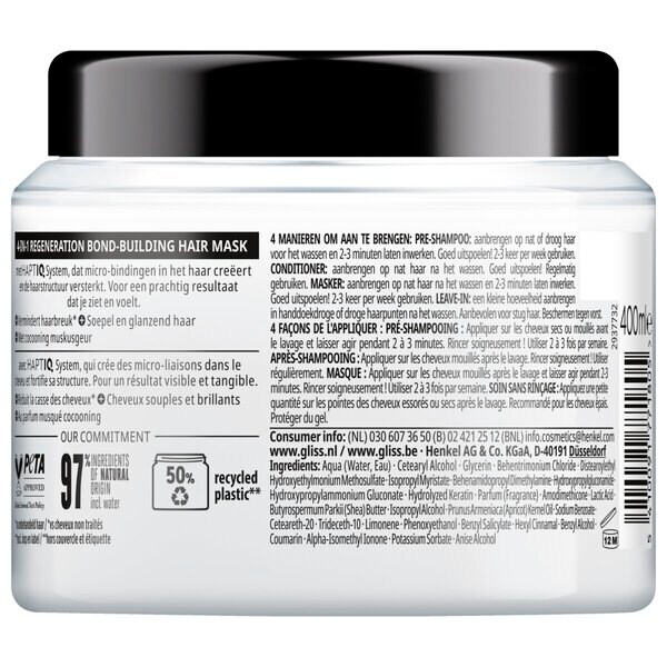 Gliss Total Repair 4 az 1-ben regeneráló, kötésépítő hajpakolás 400ml
