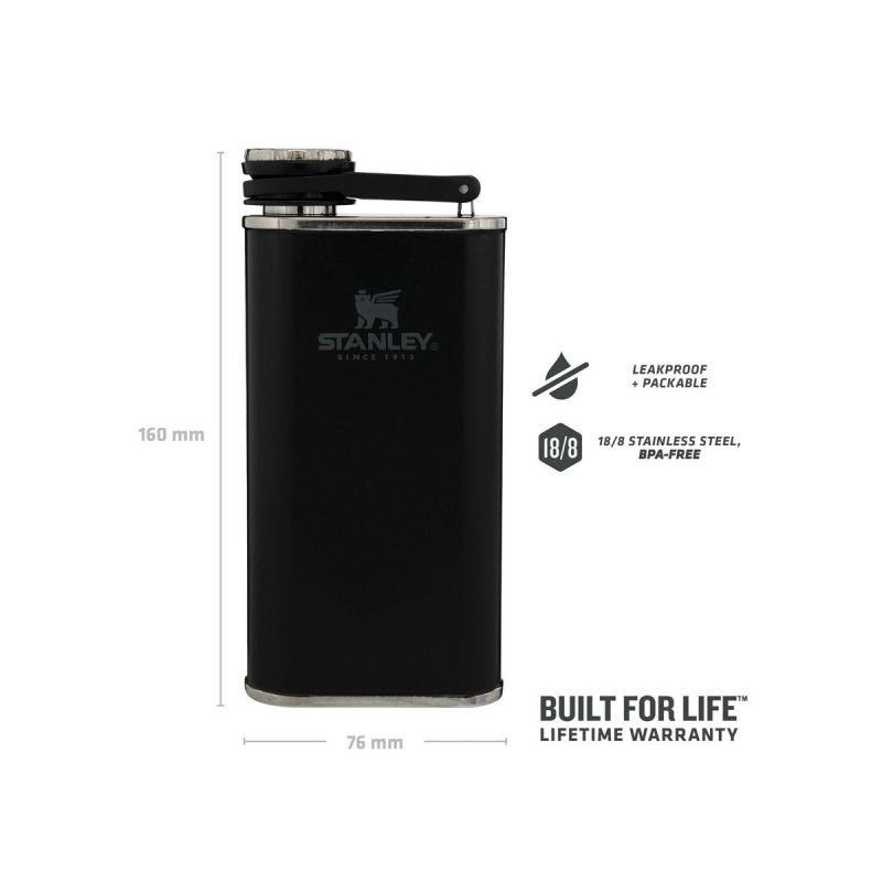 Taschenflasche, Stanley Classic Easy-Fill Wide Mouth Flask 8oz \/ 230ml Matte Black Pebble