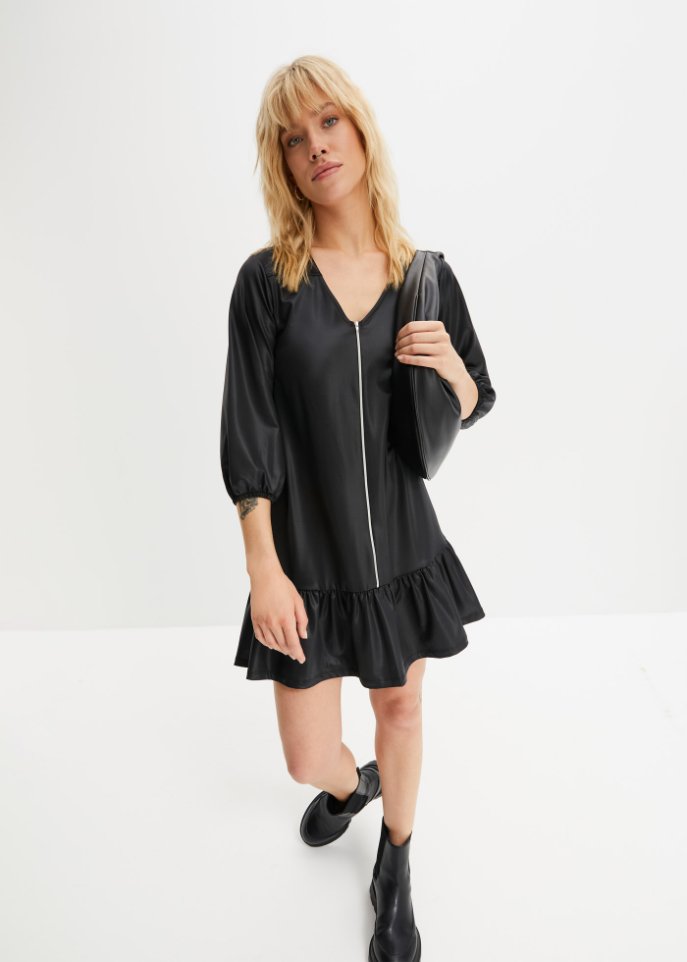 Kleid in Lederimitatoptik