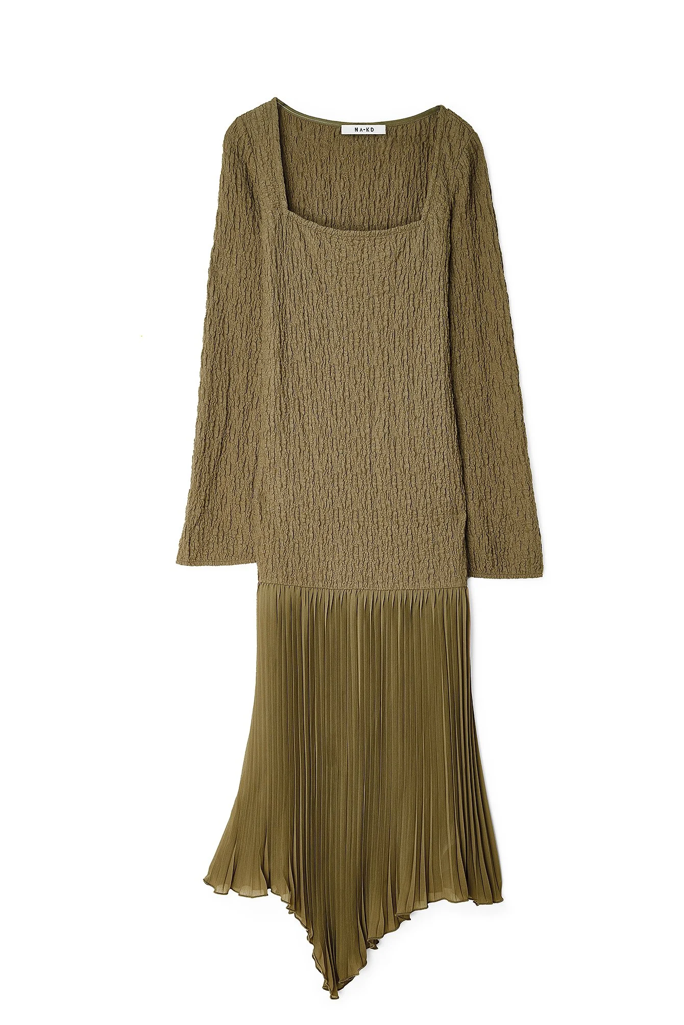 Plissiertes Midikleid aus Stoffmischung
