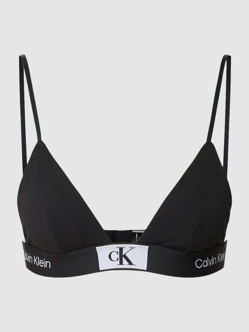 Bralette mit elastischem Logo-Bund in schwarz
