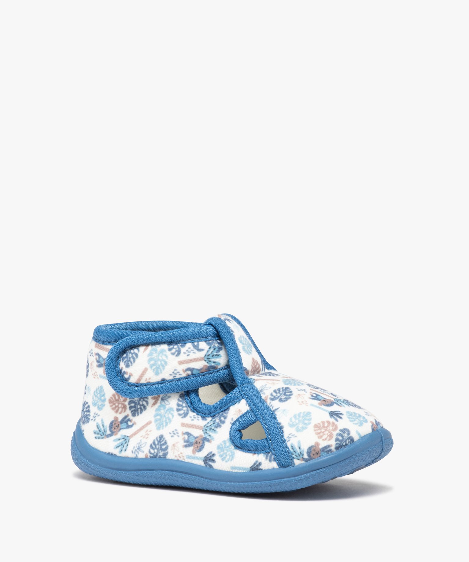Chaussons bébé avec motifs exotiques et fermeture scratch bleu | GEMO