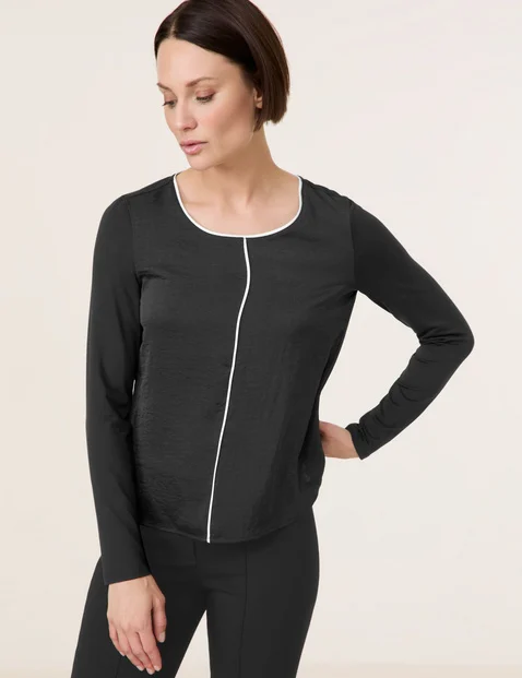 Blusenshirt mit Kontrastleisten