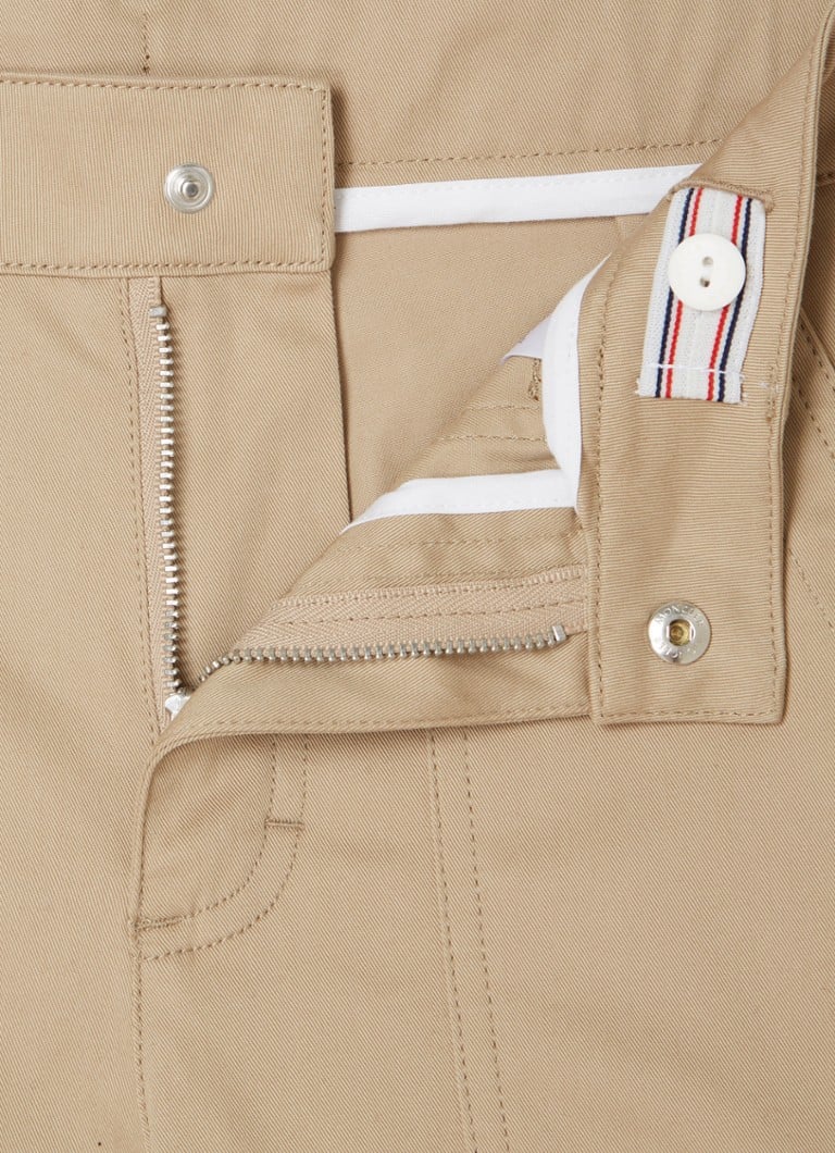 „Moncler“ tiesaus kirpimo trumpos chino kelnės su šoninėmis kišenėmis ir logotipu