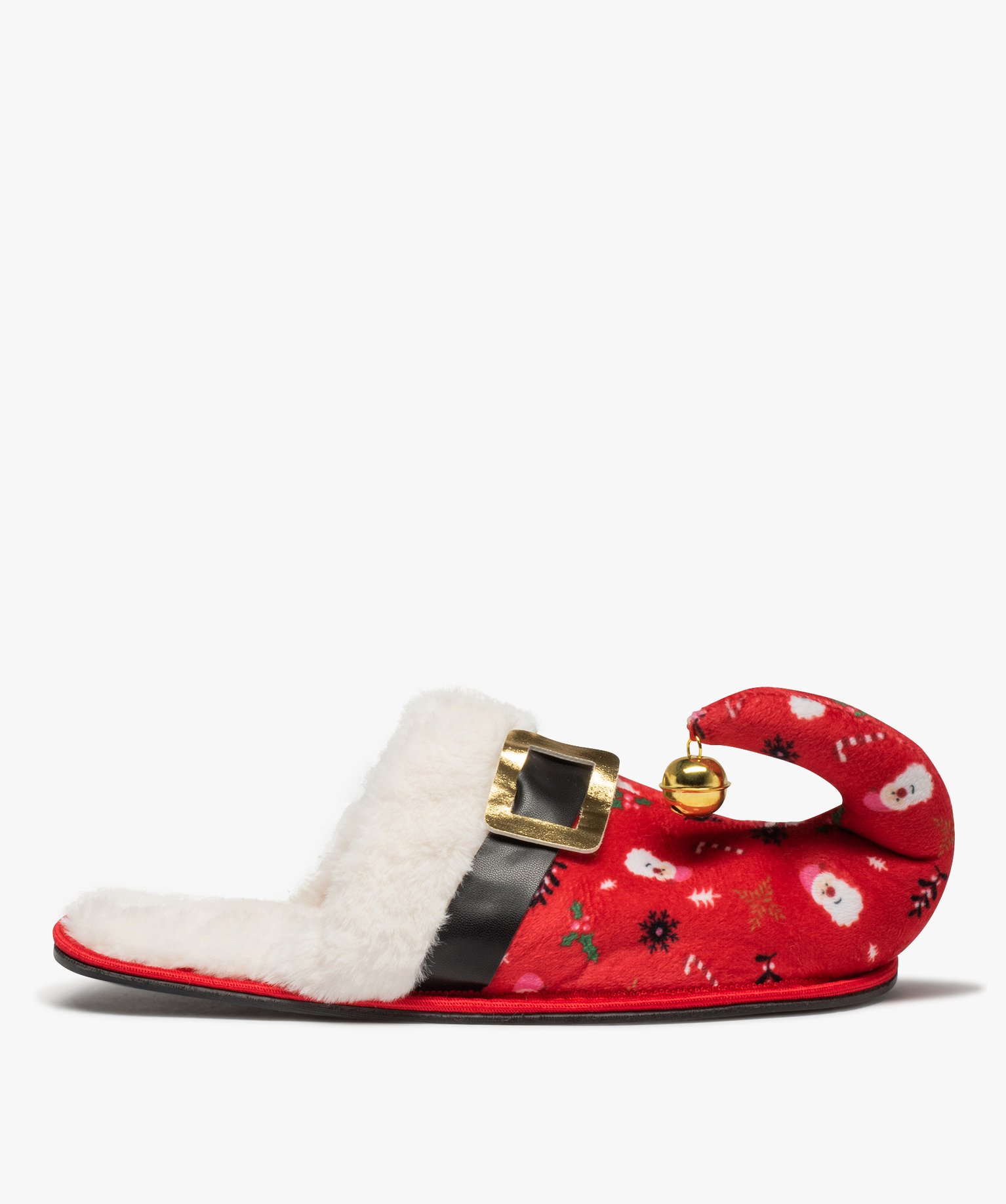Chaussons femme mules Père Nol avec grelot noir | GEMO