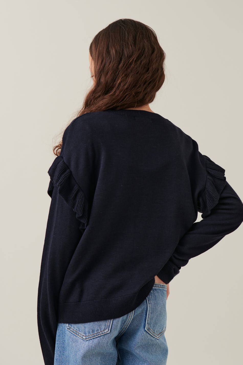 Y knitted frill cardigan