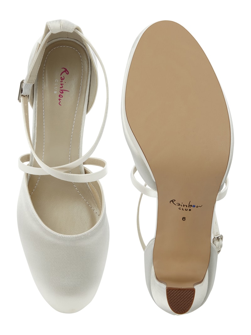 Pumps aus Satin mit gekreuzten Riemen in offwhite