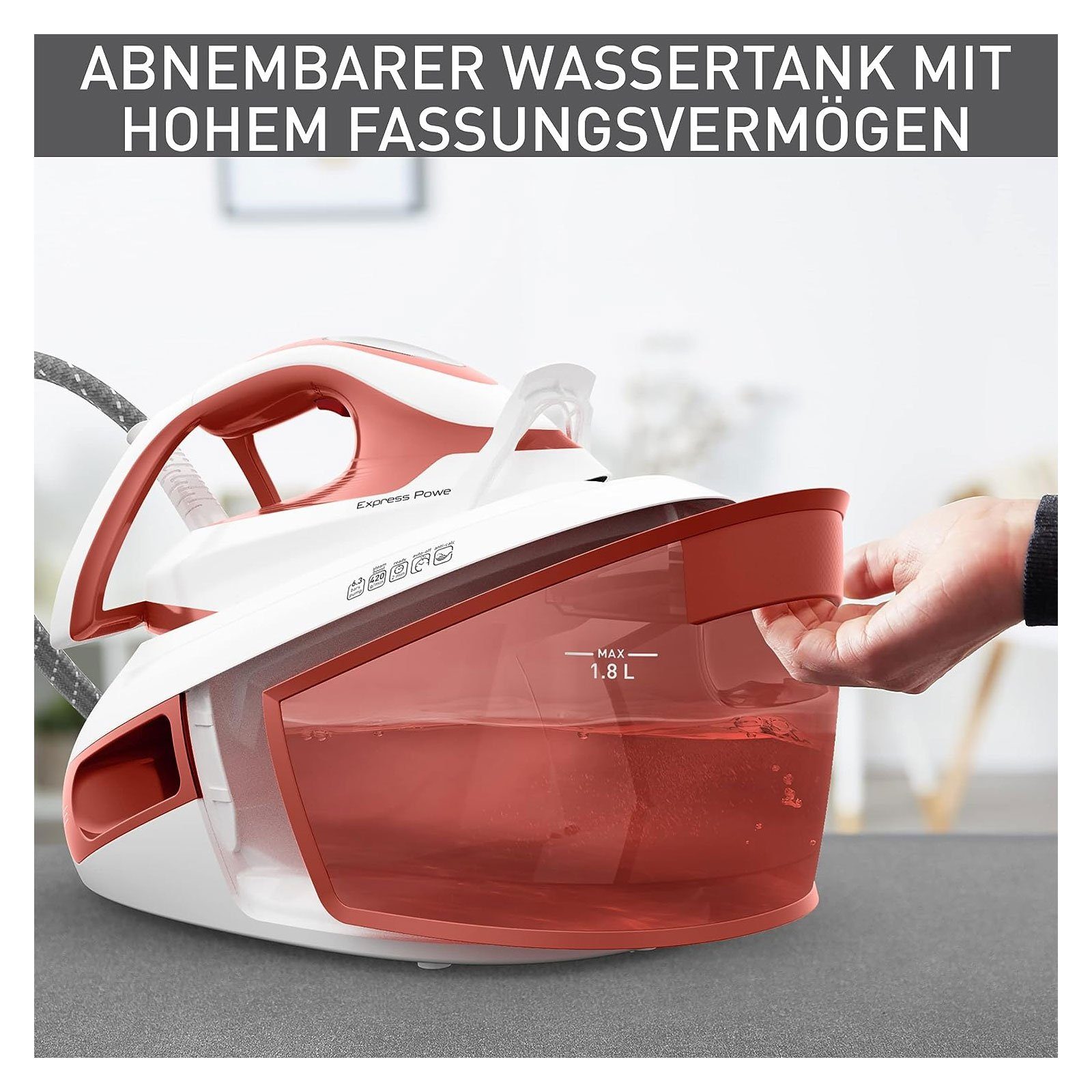 Tefal Dampfbügelstation SV8110, Kraftvoller Dampfstoß, Kontinuierliche Dampfabgabe