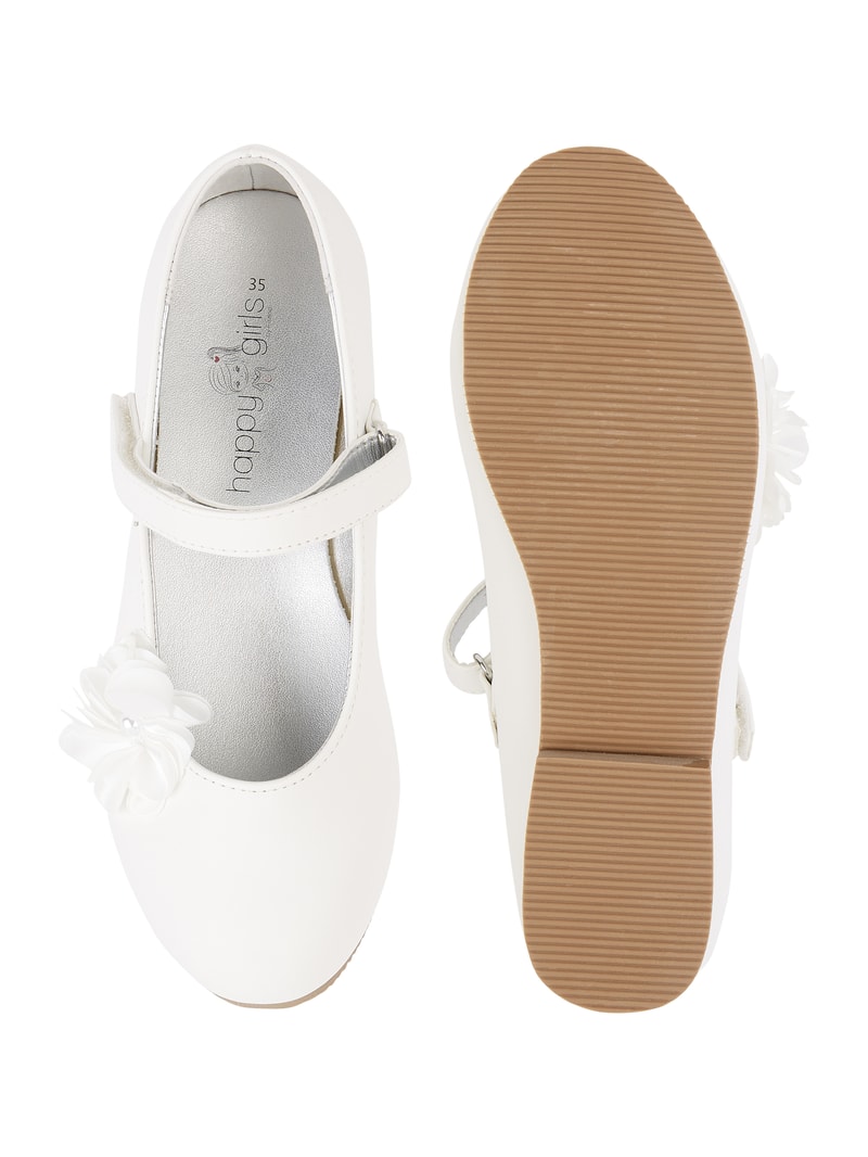Ballerinas mit Blüten-Applikation in ecru