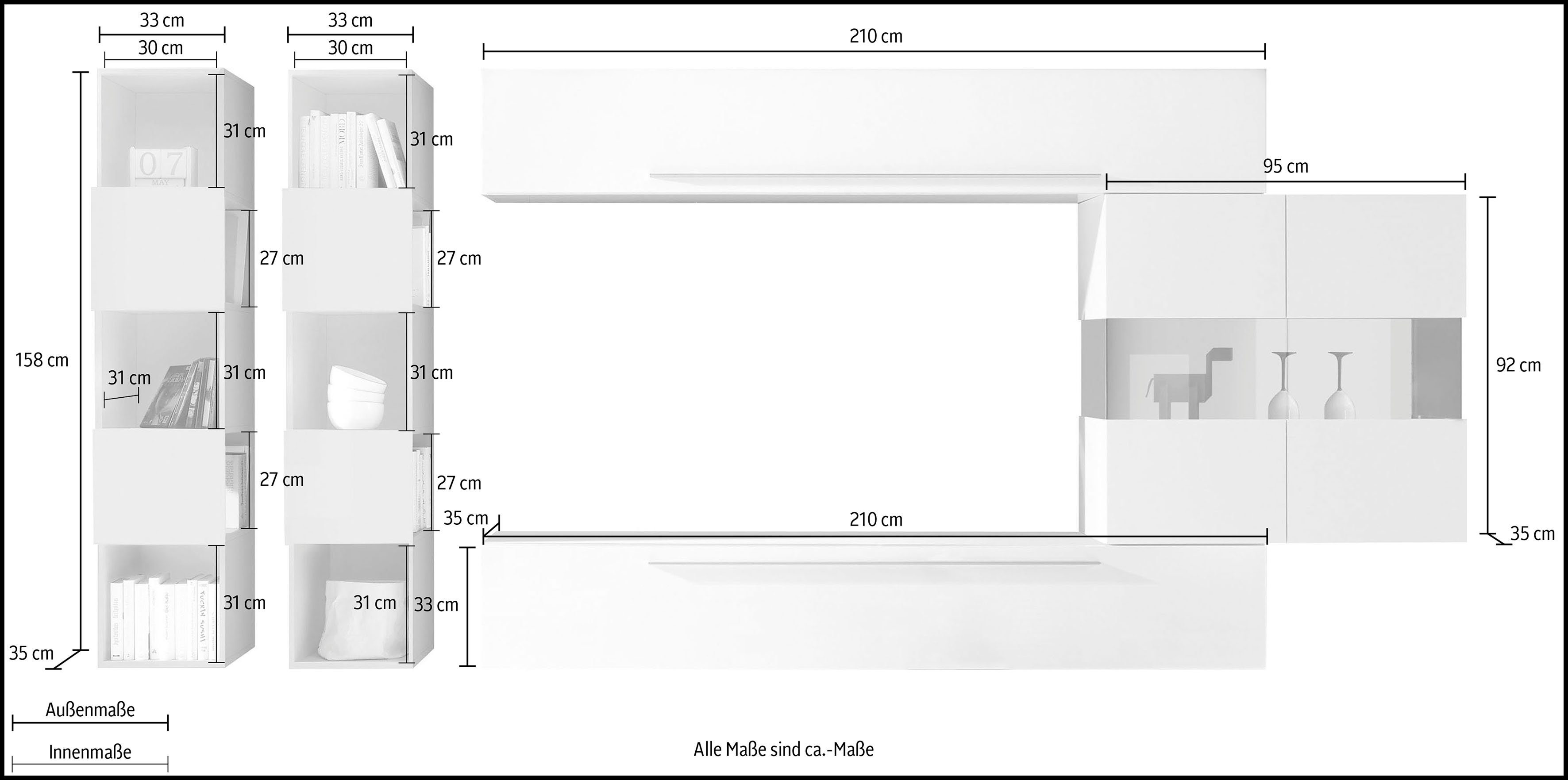 LC Wohnwand Infinity, (Set, 5-St)