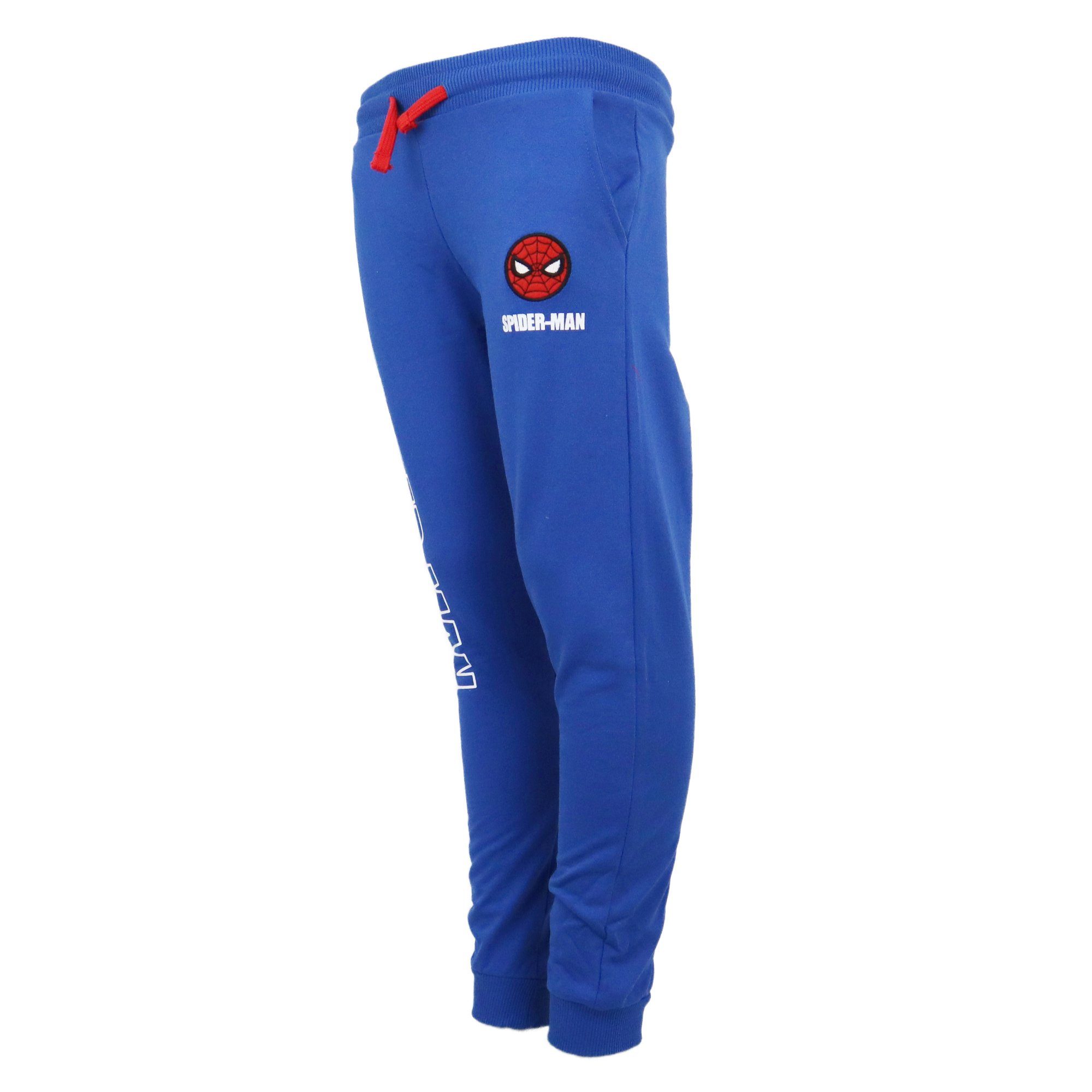 MARVEL Jogginghose Spiderman Jungen Kinder Hose Gr. 104 bis 134, Blau oder Schwarz