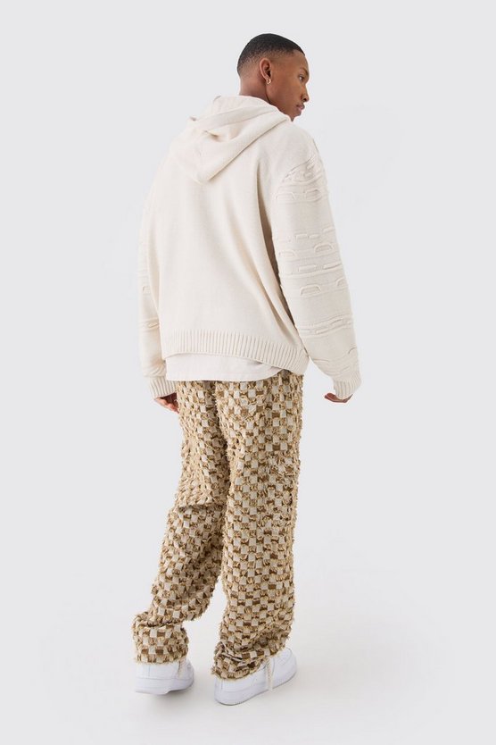 Oversize 3D Jacquard Hoodie mit Reißverschluss